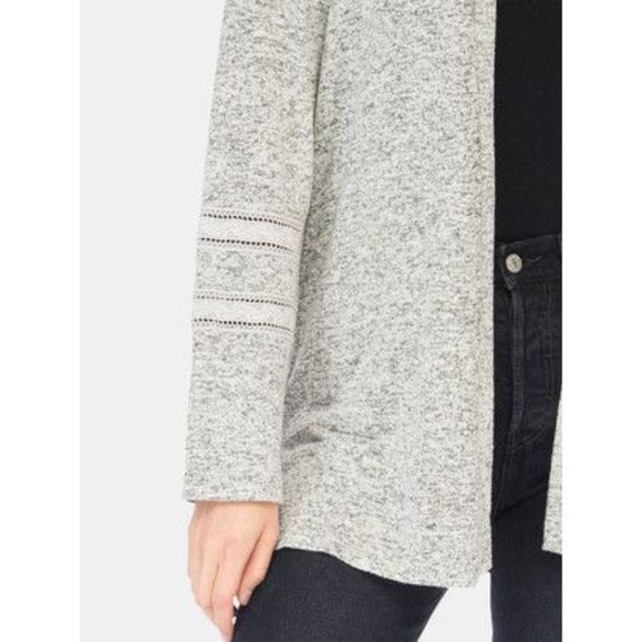 BOBEAU Suzy Lace Marled Open Cardigan in Grey - Small - Picture 3 of 4